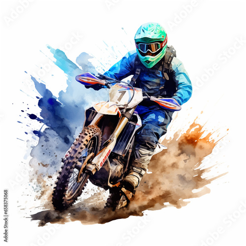 Mountain motobike sport vector watercolor hand paint ilustration
