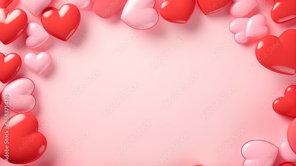  a pink background with lots of red and white hearts on it.  generative ai