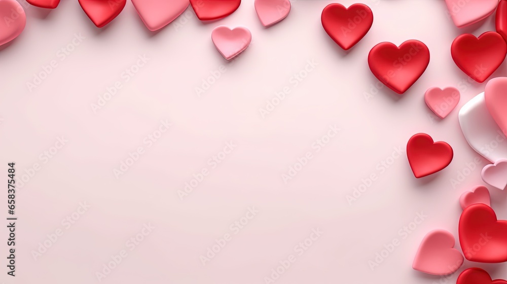 a pink background with lots of red hearts on the corner. generative ai a pink background with lots of red hearts on the corner. generative ai