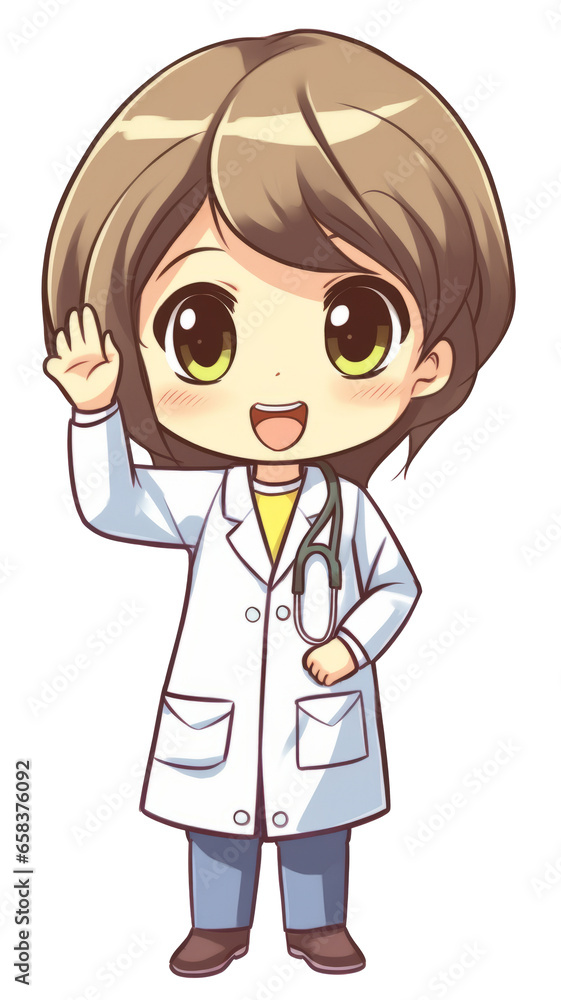 emoticon expression with Doctor little girl character, pose with hand like human on transparent background emoticon expression with Doctor little girl character, pose with hand like human on transparent background