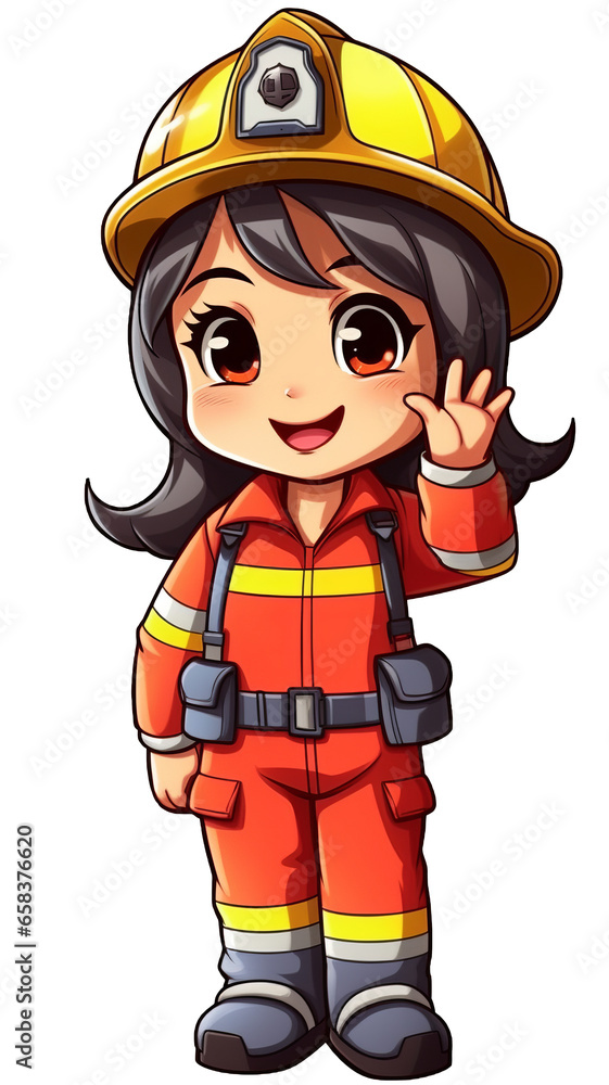 emoticon expression with Firefighter little girl character. on transparent background. emoticon expression with Firefighter little girl character. on transparent background.