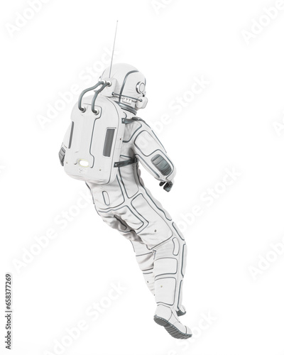 astronaut is floating back on rear view