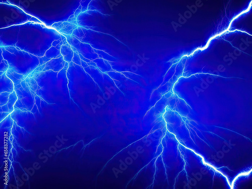 Electric background blue lightning on a black background.