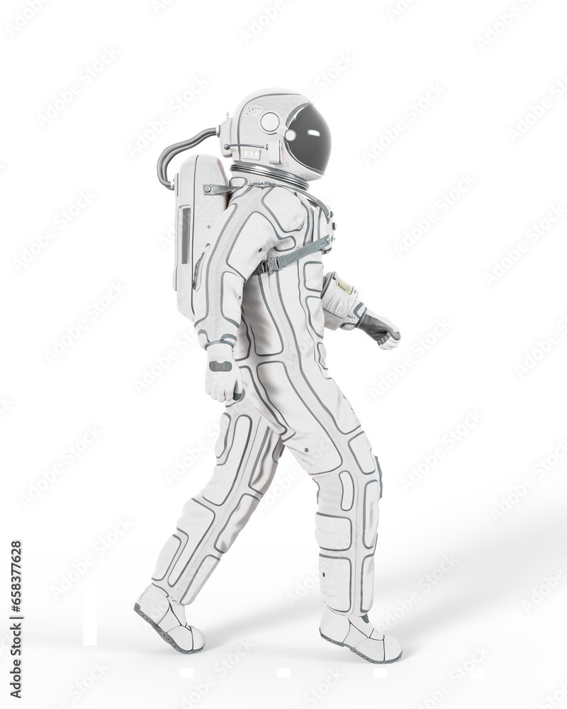 astronaut is walking on side view