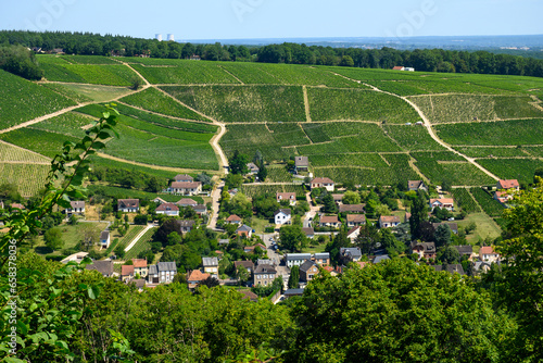 Walking in Sancerre, medieval hilltop town and commune in Cher department, France overlooking the river Loire valley with vineyards, noted for its Sancerre wine. photo