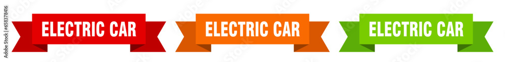 electric car ribbon. electric car isolated paper sign. banner electric car ribbon. electric car isolated paper sign. banner