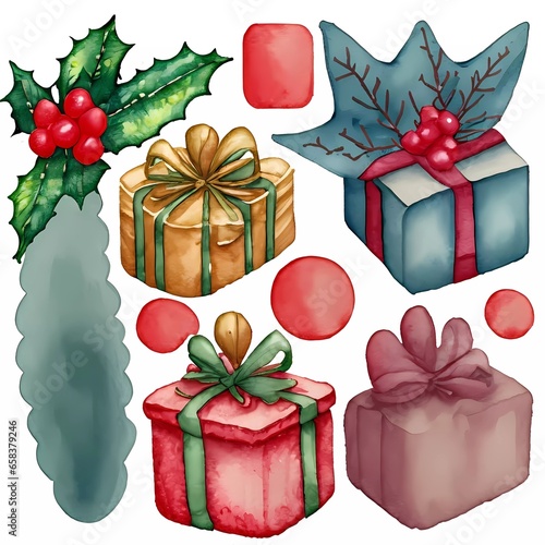 watercolor Christmas  vibe illustration clipart 
