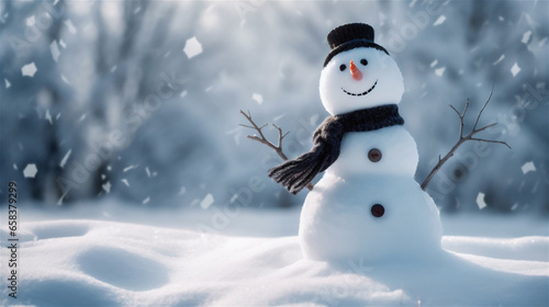 snowman in the snow © MrAdobe