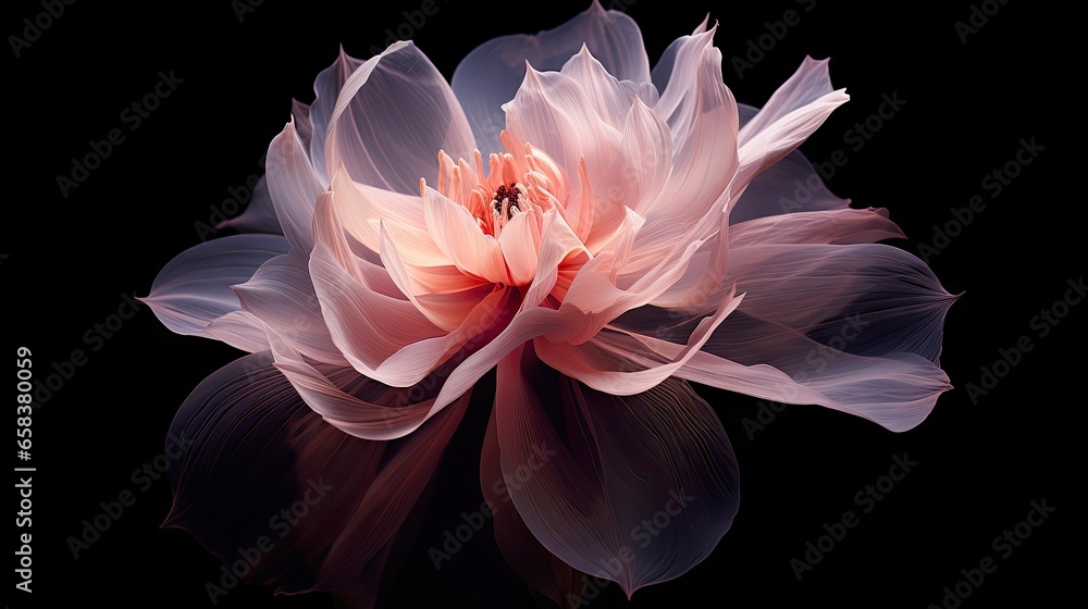  a pink flower with a black background is seen in this image.  generative ai