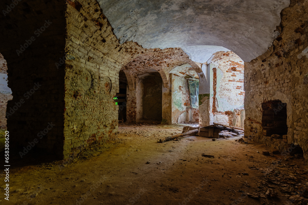 Fotografie Vaulted red brick dungeon under old mansion