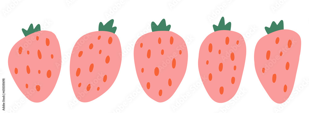 Hand drawn abstract red pink and green cartoon strawberry vector illustration collection set icon modern design cute fruit symbol drawing isolated background object Hand drawn abstract red pink and green cartoon strawberry vector illustration collection set icon modern design cute fruit symbol drawing isolated background object