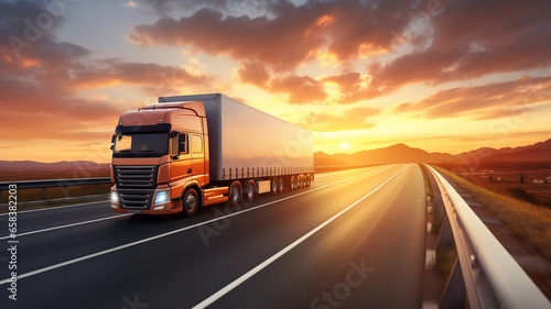 truck with fast fast on road at sunset © Daniel