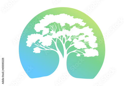 Silhouette of a deciduous tree with soft gradient. Isolated vector illustration.