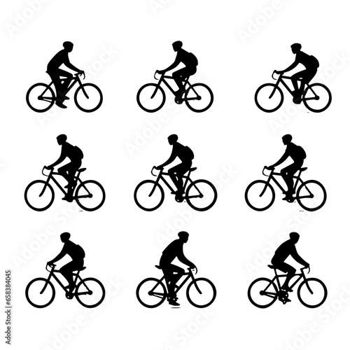 set of silhouettes of the cyclist