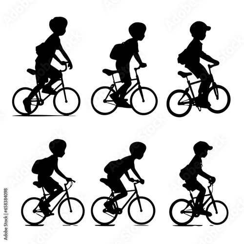silhouette of a child with a bicycle
