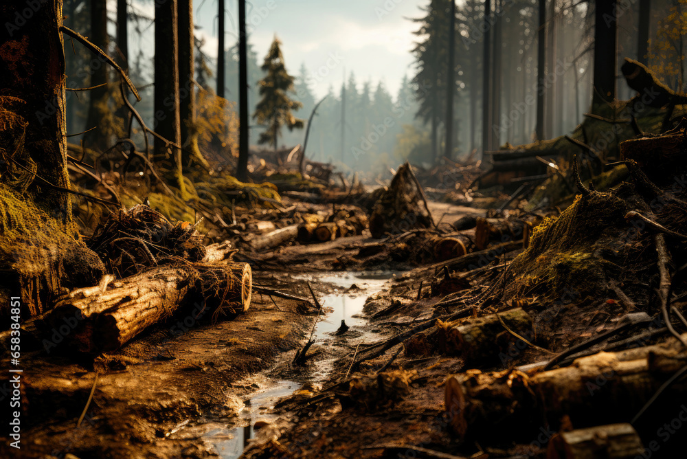 Deforestation of the pine forest Deforestation of the pine forest