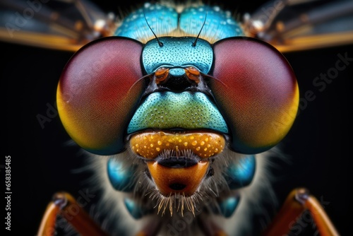 Macro shots of colorful dragonfly insects © PinkiePie