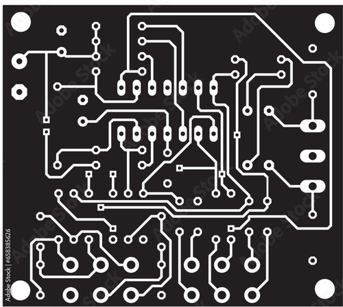 Tracing the conductors of the printed circuit board
of an electronic device. Vector engineering 
drawing of a pcb. Electric background