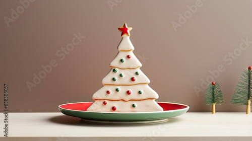 a small white christmas tree sitting on top of a plate. generative ai