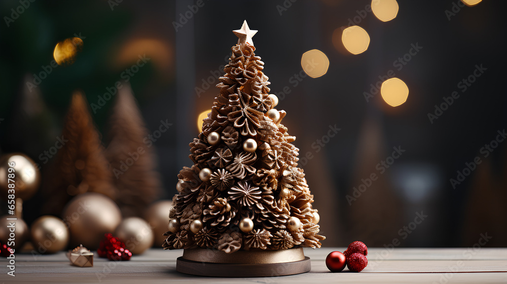 beautiful composition with christmas decorations on table