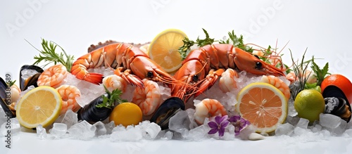 Seafood on white background