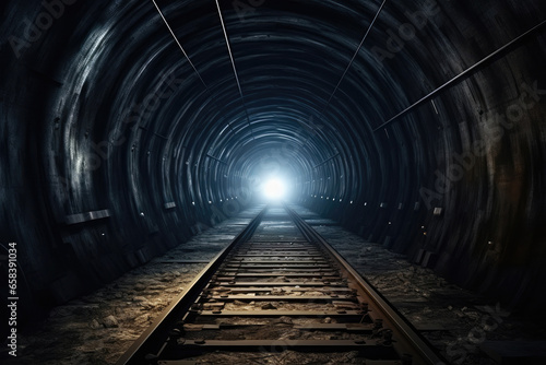 Eerie Train Tunnel Illumination