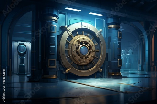 Digital illustration of a secure vault. Generative AI