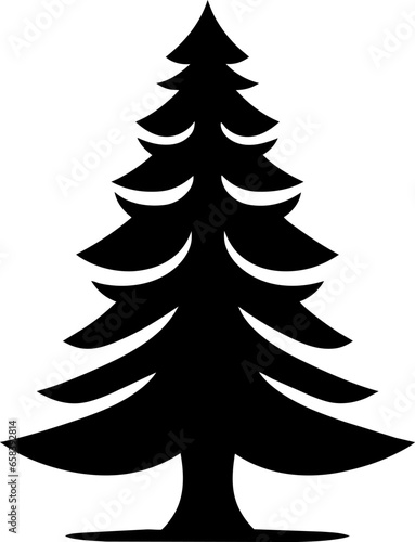 Christmas Tree Silhouette, Christmas Tree, Tree Background, Isolated Tree Vector Icon Illustration