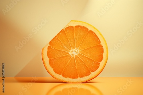 An orange slice consuming a missing segment on a background of orange. Generative AI photo