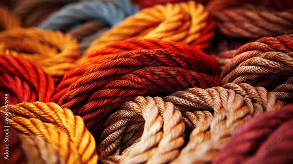 close-up of colorful ropes