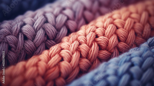 Close-up of colorful knitted textiles photo
