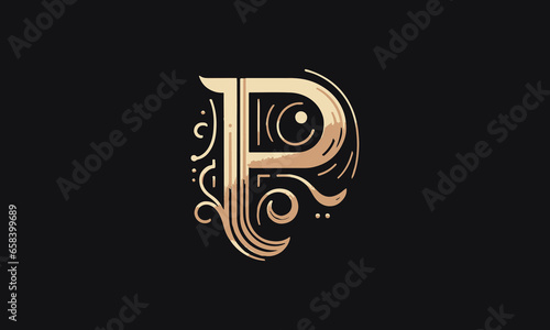 Letter P golden luxury vector logo and icon design