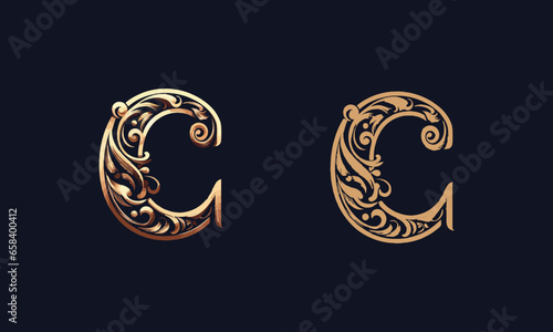 Letter C vector logo luxury golden