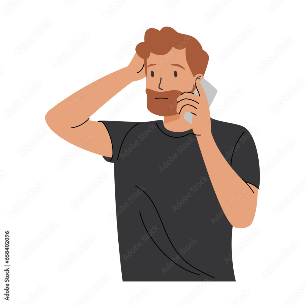 Modern young man chatting on mobile phone. Sad upset man during unpleasant mobile phone calls. Stressed worried men. Modern young man chatting on mobile phone. Sad upset man during unpleasant mobile phone calls. Stressed worried men.