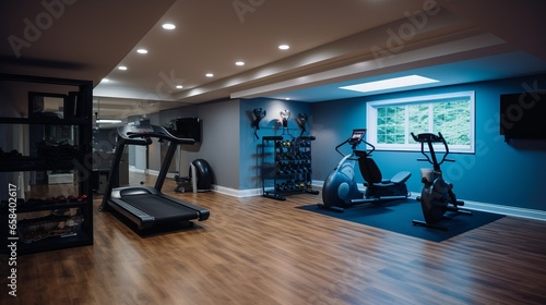 Home gym in the basement