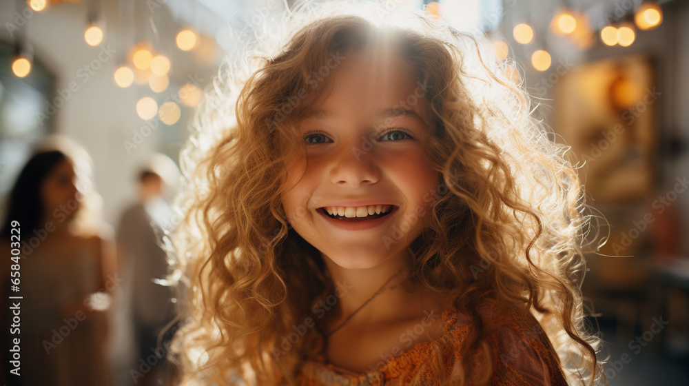 Portrait of a little happy girl on a blurred background, beautiful lighting. Portrait of a little happy girl on a blurred background, beautiful lighting.