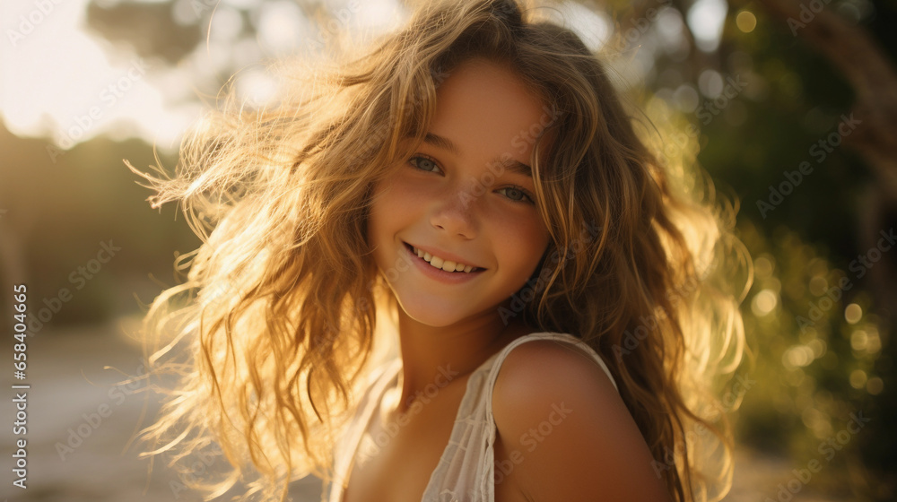 Portrait of a little happy girl on a blurred background, beautiful lighting. Portrait of a little happy girl on a blurred background, beautiful lighting.