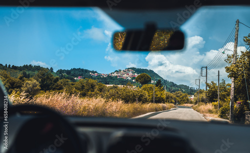 view out of car in the mountains