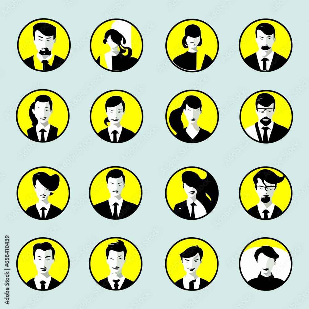 Marketing and Sales Icon Bundle with Yellow and Black Color Marketing and Sales Icon Bundle with Yellow and Black Color
