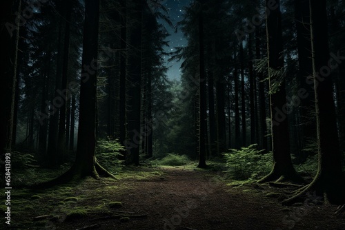 Enchanting moonlit forest. Generative AI photo