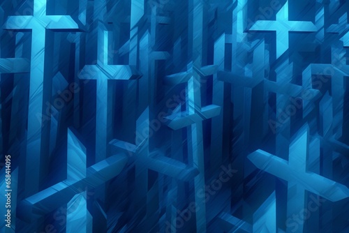 Abstract background with blue calvary crosses. Generative AI