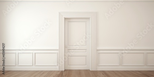 luxury empty interior room with white door. traditional style of old Viennese architecture. 