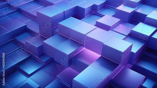 3d rendering of purple and blue abstract geometric background.