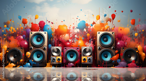 abstract music background with speakers 