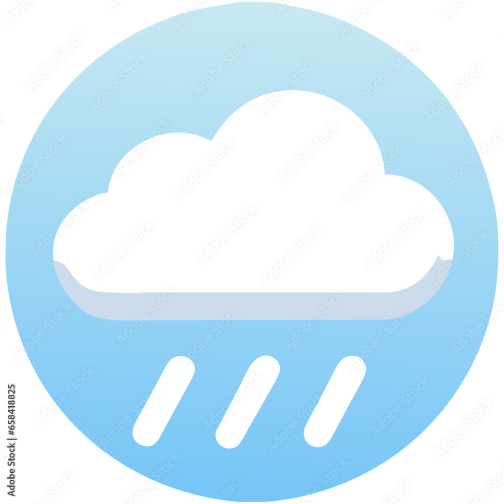 Stylized Cloud with Blue Rain Lines Icon for Weather Forecast Stylized Cloud with Blue Rain Lines Icon for Weather Forecast