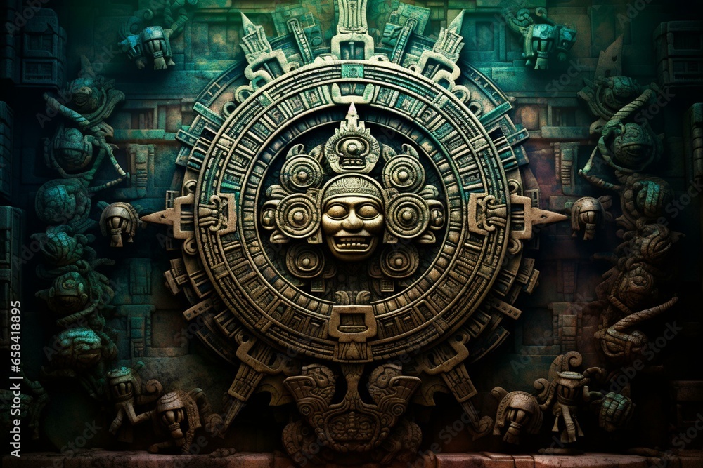 Mayan calendar. Artwork. Generative AI
