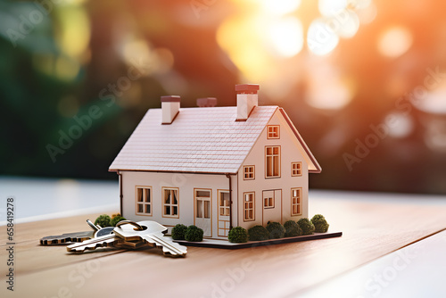 Schlüssel neben Haus Kauf einer Immobilie Markler Übergabe