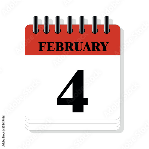 February 4 calendar date design