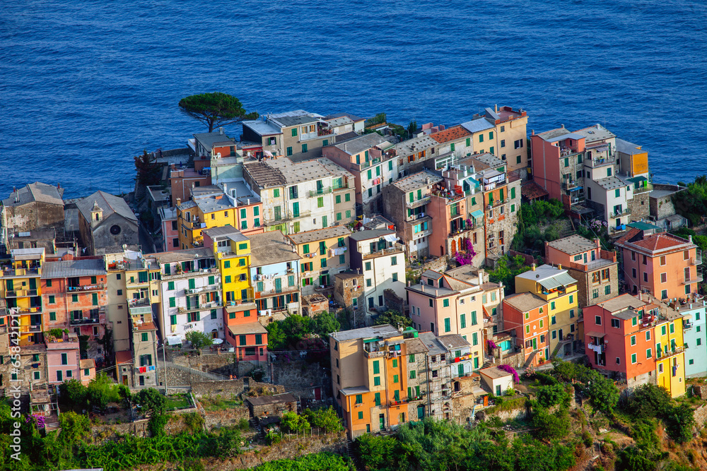 Panoramic view of Corniglia. Cinque Terre, Italy