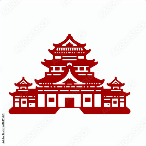 Japanese temple red icon on white background
